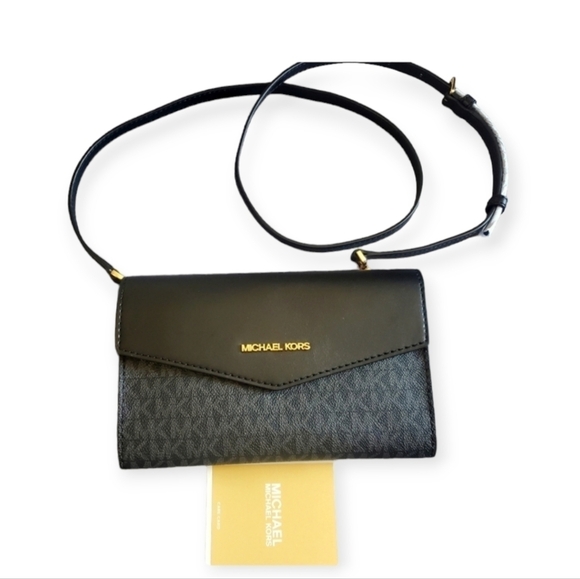Michael Kors Black Monogram Envelope Crossbody Bag - Picture 1 of 10